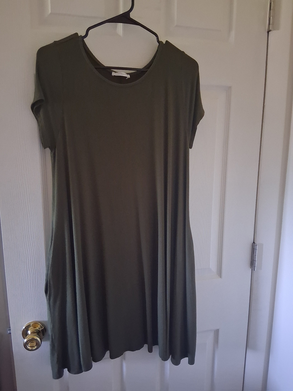 Olive Green Swing Dress - Women's Short Sleeve